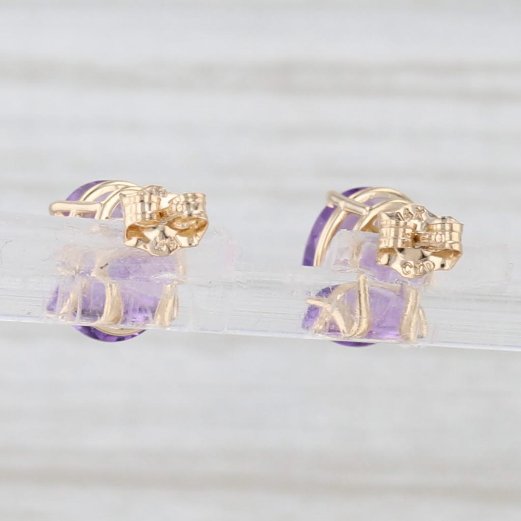 Light Gray 3.40ctw Oval Solitaire Amethyst Stud Earrings 14k Yellow Gold