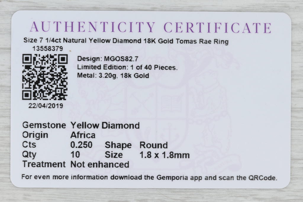 Light Gray 0.25ctw Diamond Wedding Band 18k Yellow Gold Size 7 Ring Stackable COA