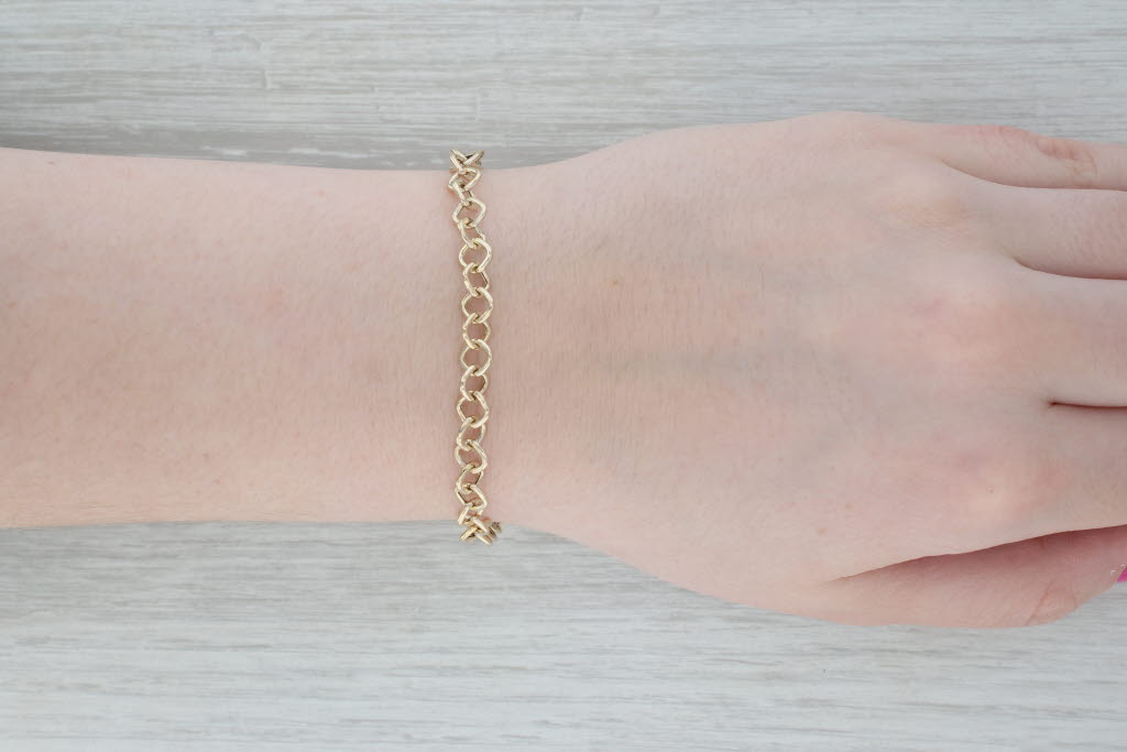Gray Rosato Cable Chain Bracelet 14k Yellow Gold 6.75" 6.5mm