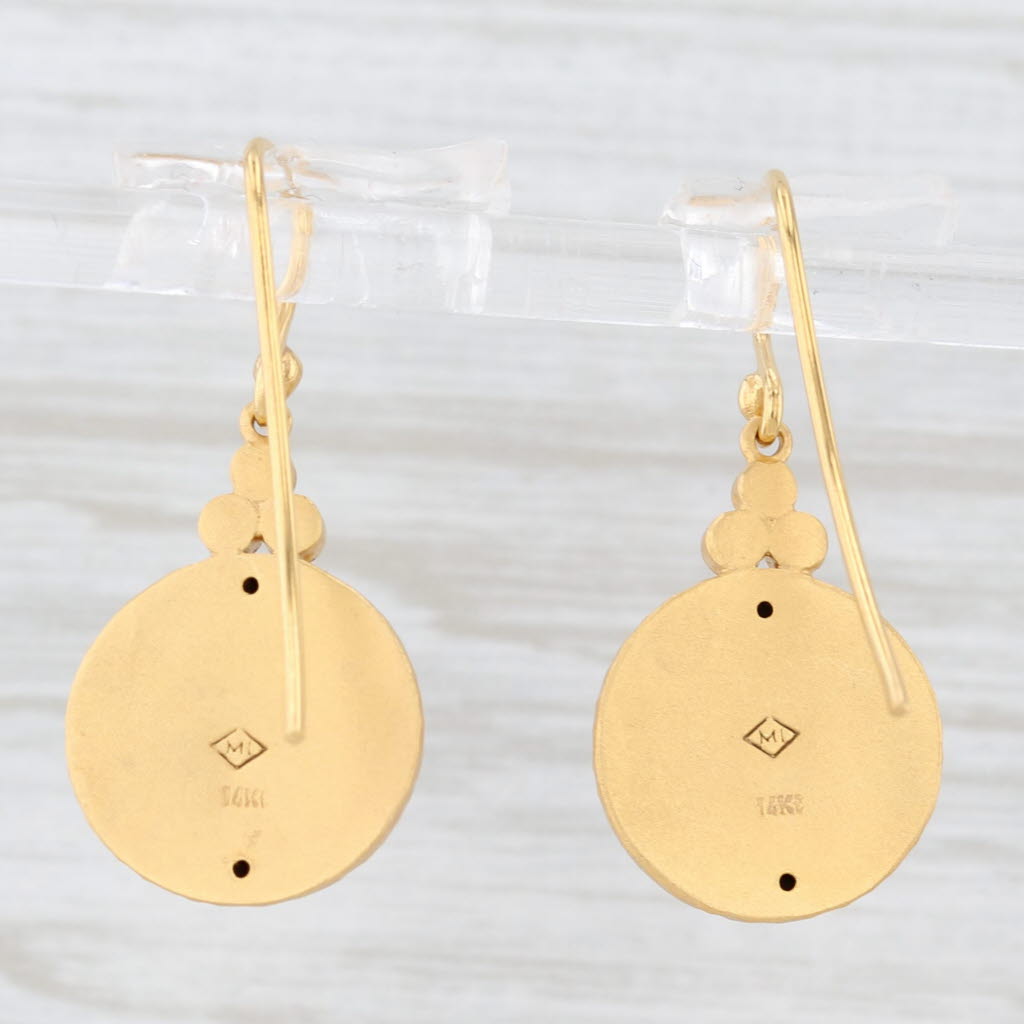 Light Gray New 0.12ctw Diamond Hammered Drop Earrings 14k Gold Hook Posts Marika Desert