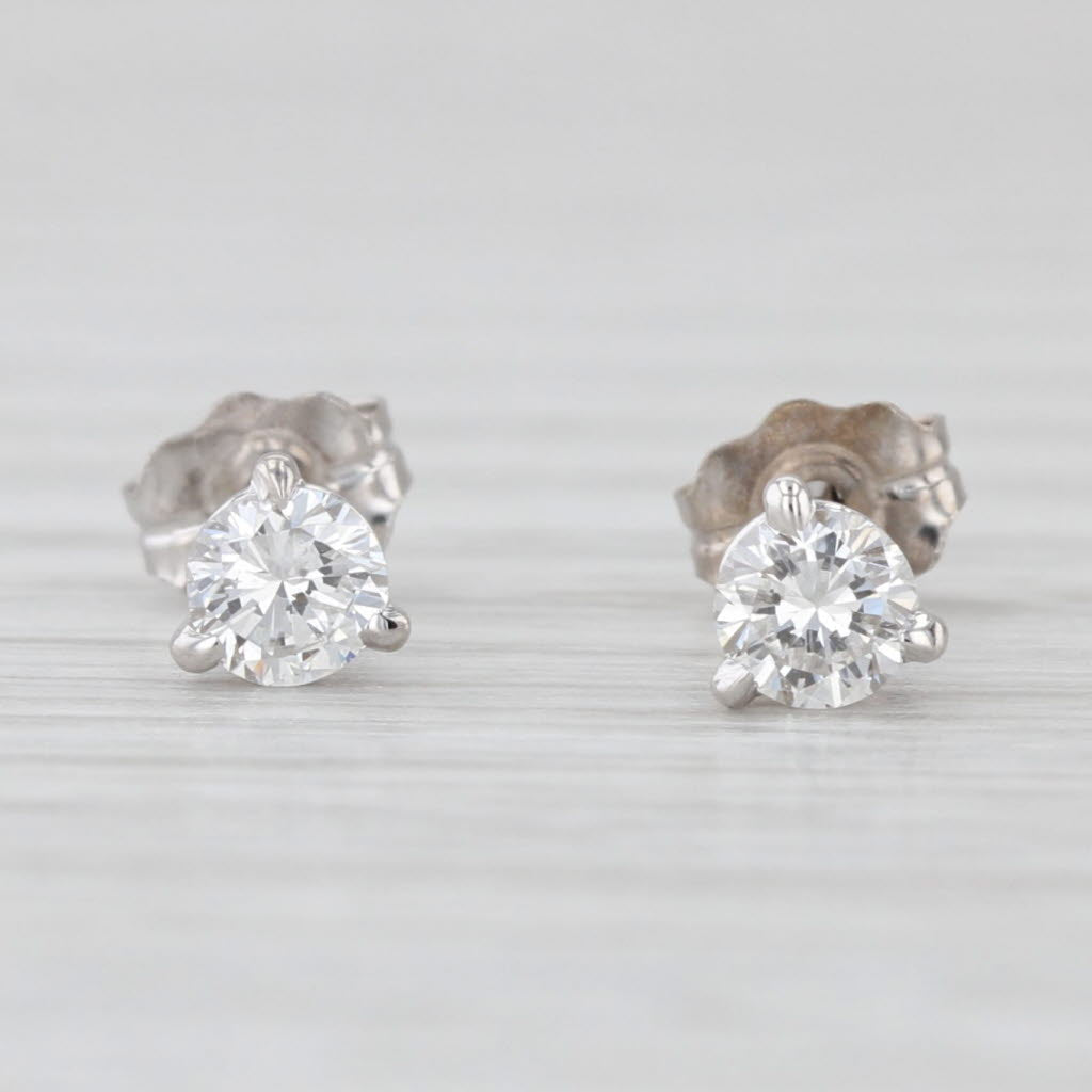 New 0.39ctw Diamond Stud Earrings 14k White Gold Round Solitaire Studs