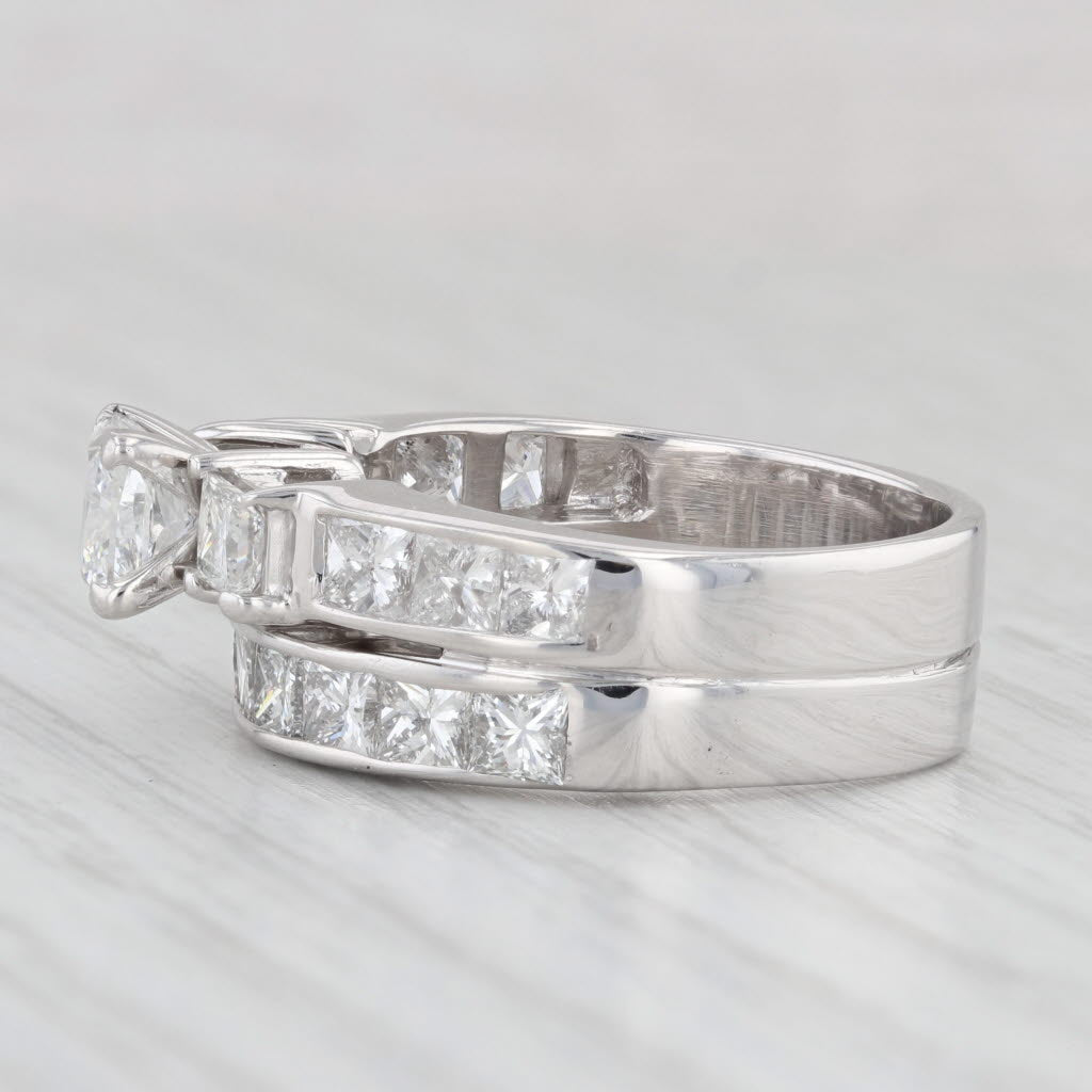 Light Gray 4.17ctw Diamond Soldered Wedding Band Engagement Ring Bridal Set 14k Gold IGI