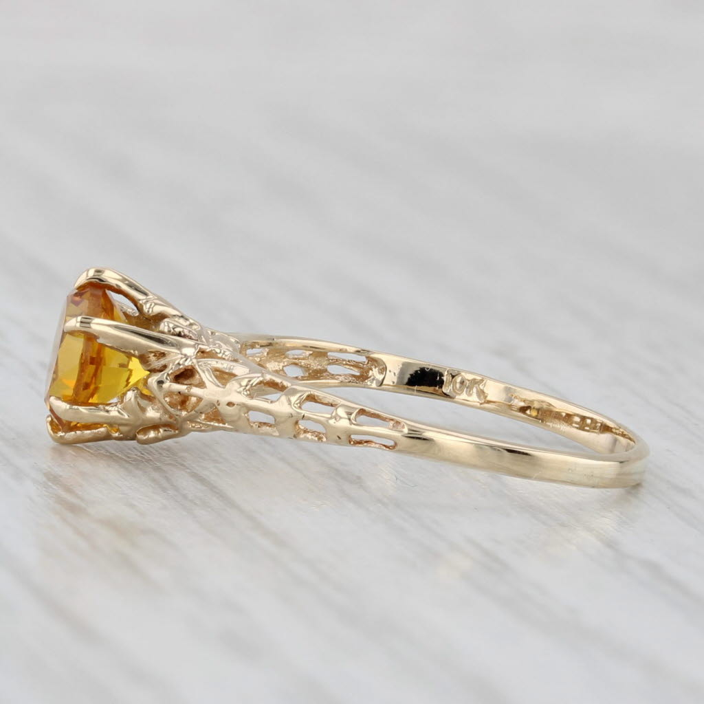 Light Gray Lab Created Yellow Sapphire Ring 1ct Round Solitaire 10k Yellow Gold Size 5