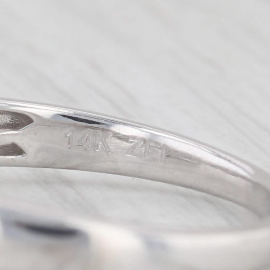 Light Gray 0.85ctw Princess Diamond Engagement Ring 14k White Gold Size 8.5 Cathedral Band