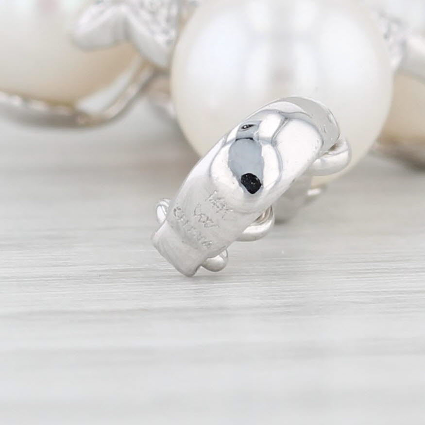 Light Gray 0.58ct Garnet Cultured Pearl Enhancer Pendant 14k White Gold Clip Bail