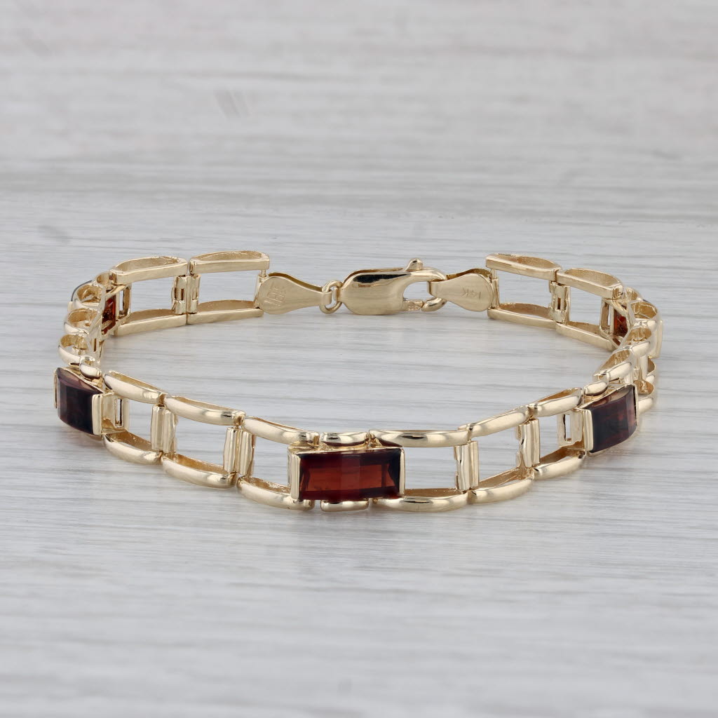 Gray 5.20ctw Garnet Bracelet 14k Yellow Gold 7" 7mm