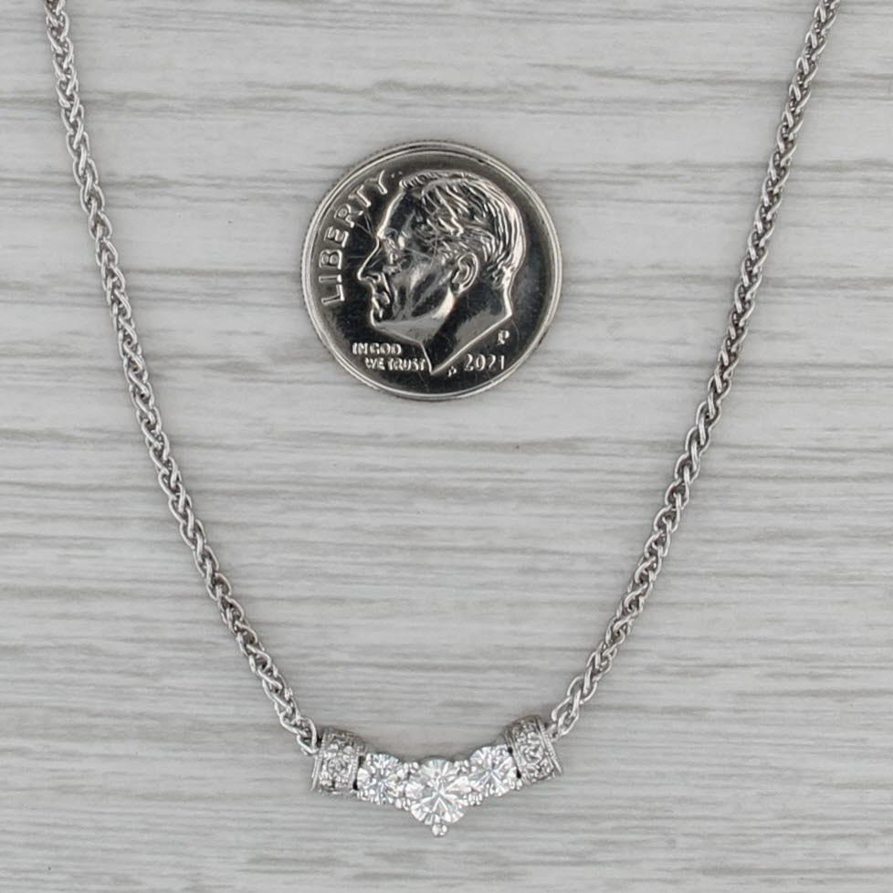 0.65ctw Diamond Pendant Necklace 14k White Gold 18.5" Wheat Chain