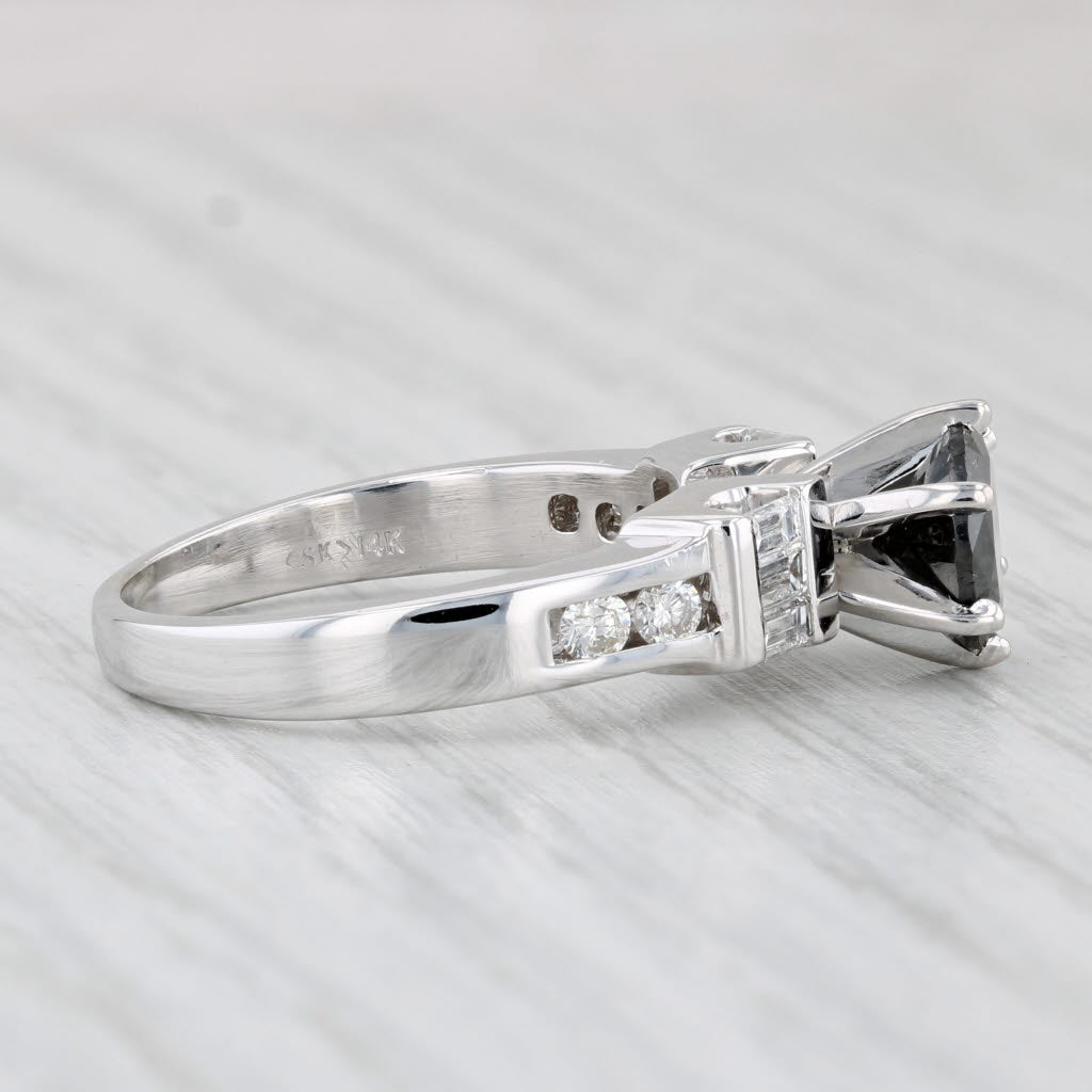 Light Gray 1.83ctw Black White Diamond Ring 14k White Gold Size 7 Engagement
