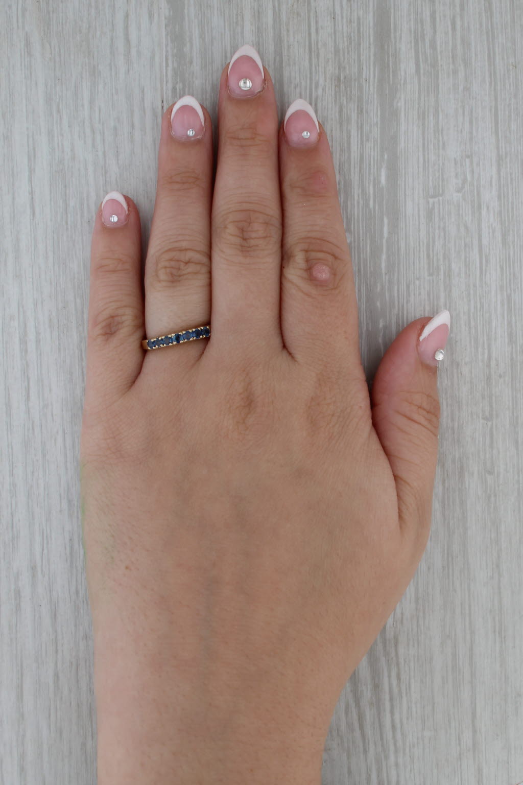 0.56ctw Blue Sapphire Ring 14k Yellow Gold Size 7 Stackable Wedding Band