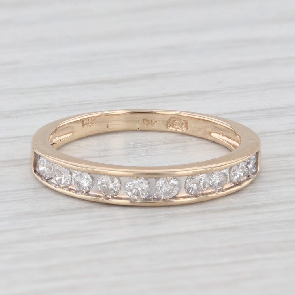 Light Gray 0.30ctw Diamond 14K Yellow Gold Wedding Band Stackable Ring Size 6
