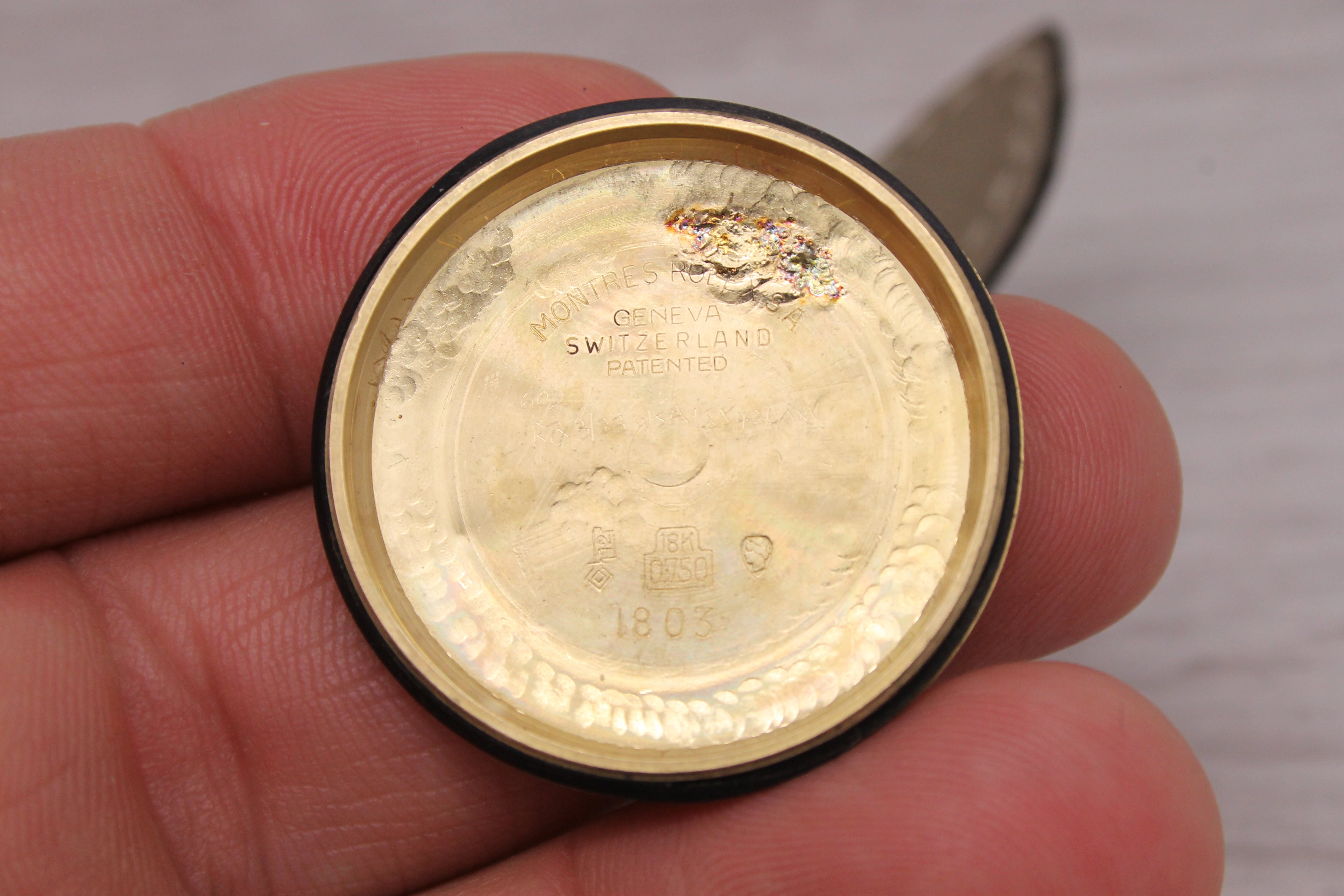 Rosy Brown Vintage 1967 Rolex Day Date 1803 Mens 18k Yellow Gold Automatic Watch President