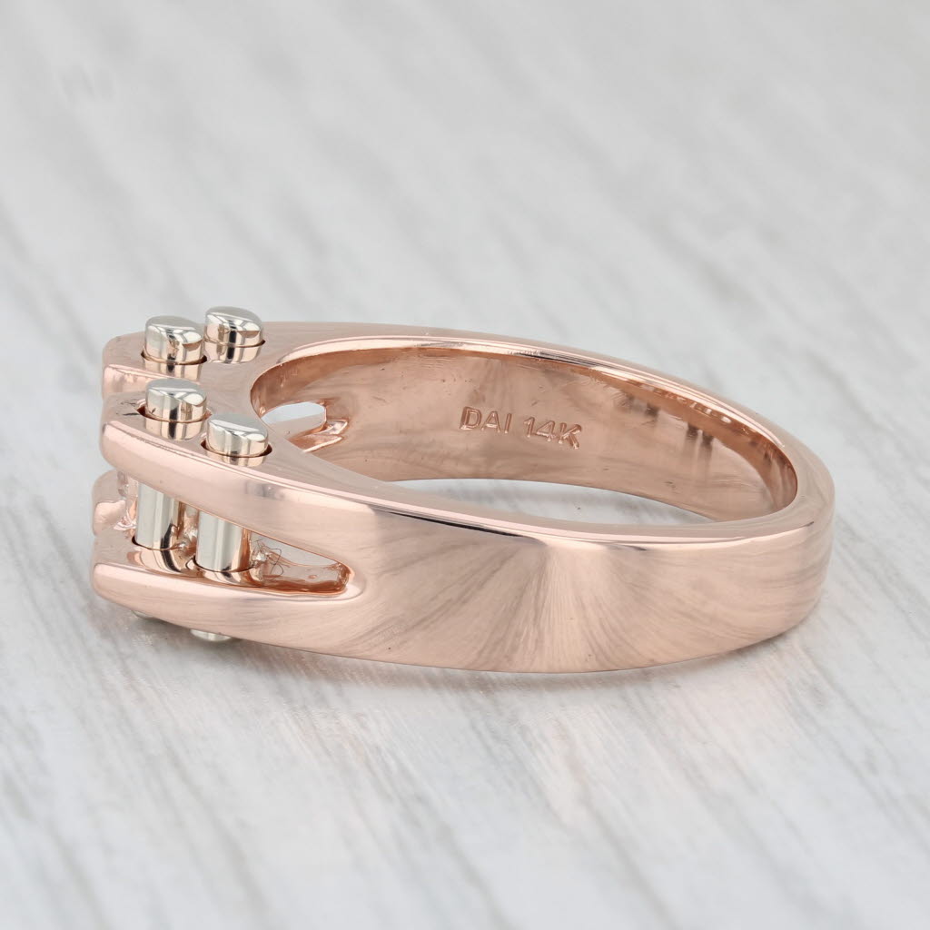 Light Gray 0.17ct Round Solitaire Diamond Ring 14k Rose Gold Size 11.5 Men's