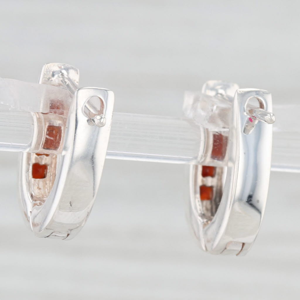 Light Gray 0.50ctw Garnet Hoop Huggie Earrings Sterling Silver Snap Top Posts