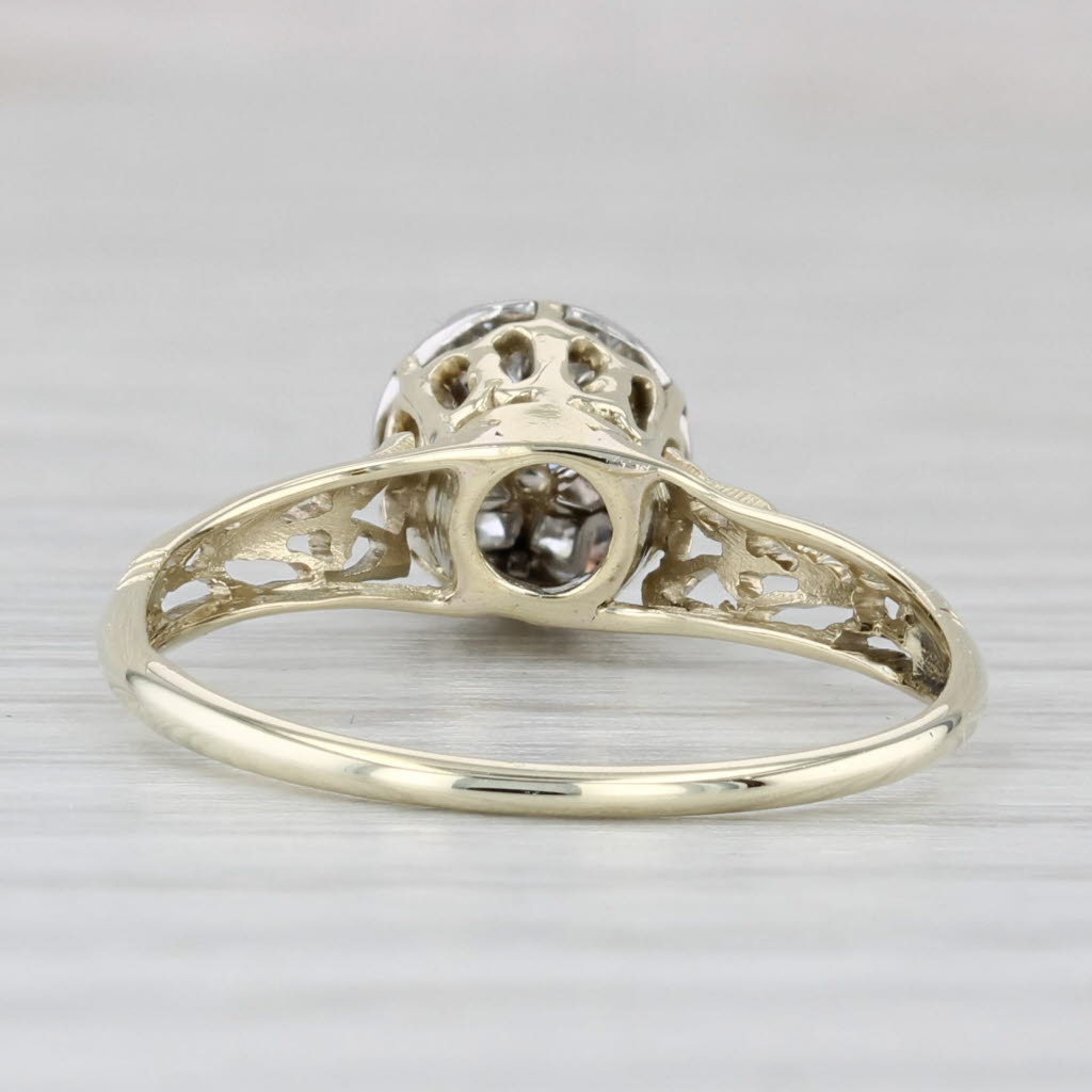 Light Gray Antique 0.26ctw Diamond Flower Cluster Engagement Ring 14k Yellow Gold Size 7.25