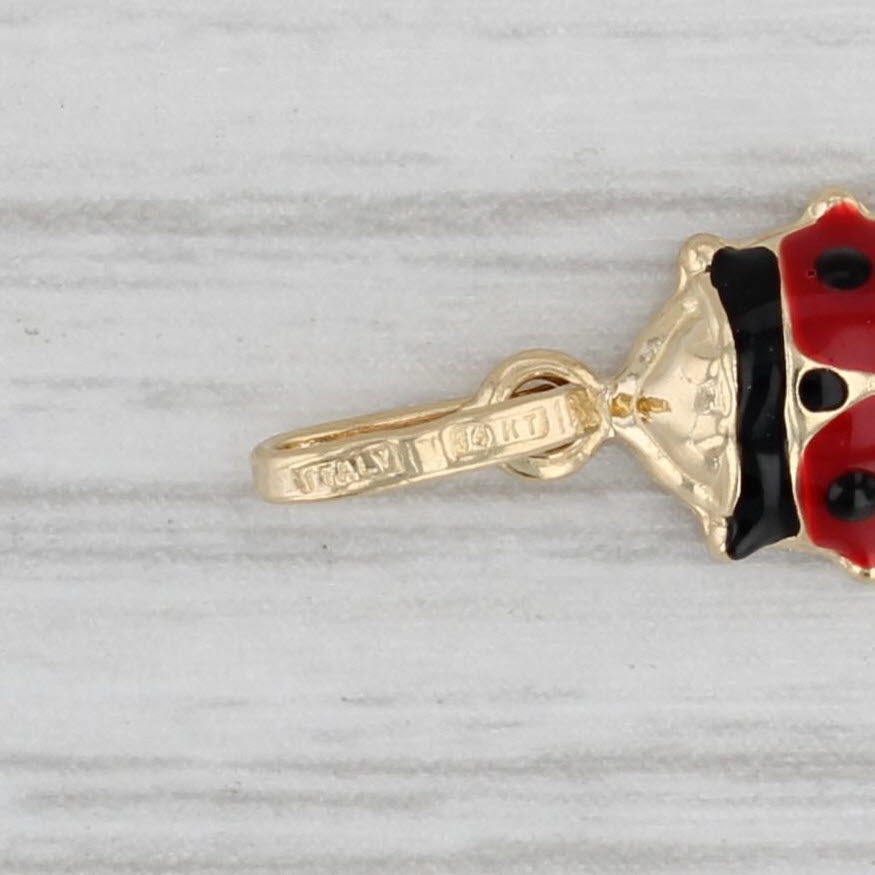 Gray Ladybug Pendant 14k Yellow Gold Enamel Good Luck Charm