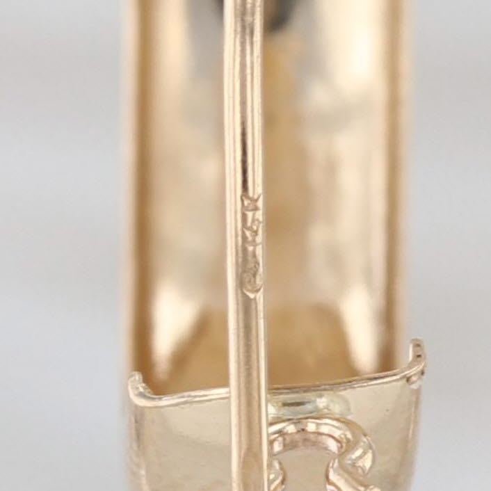 Flower Etched Hoop Earrings 14k Yellow Gold Snap Top Round Hoops