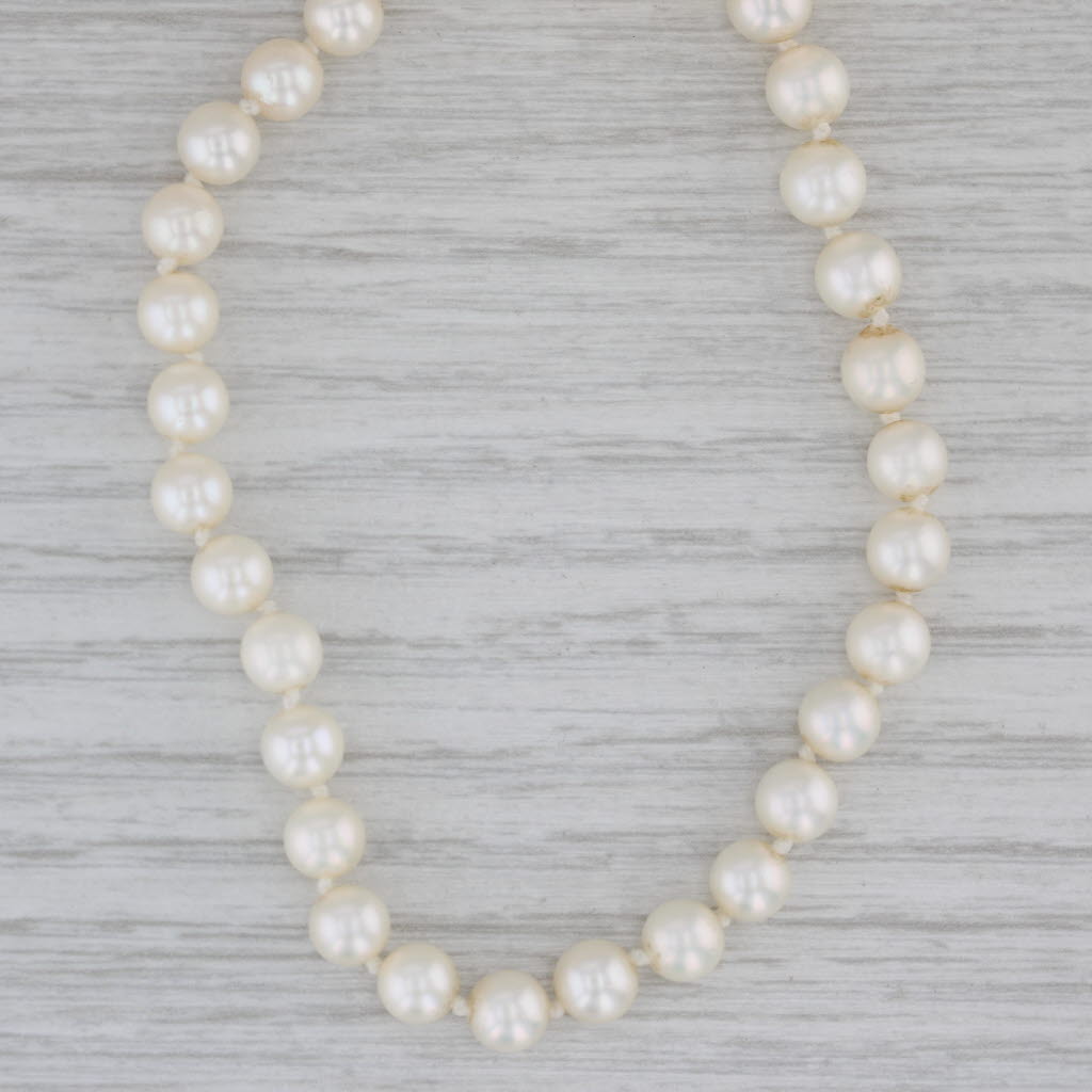 Gray Cultured Peal Single Strand Necklace 14k Gold 32" Adjustable Flower Clasp
