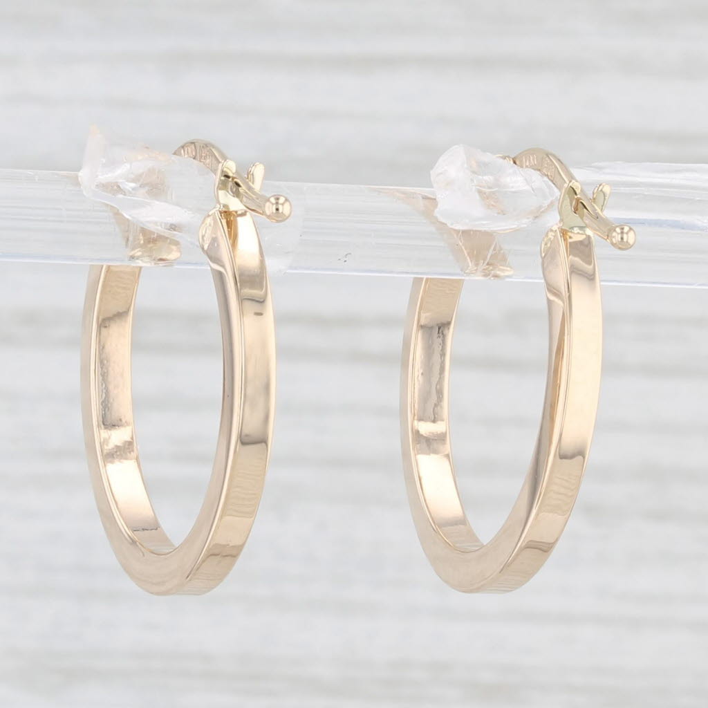Light Gray New Round Hoop Earrings 14k Yellow Gold Pierced Hoops Snap Top