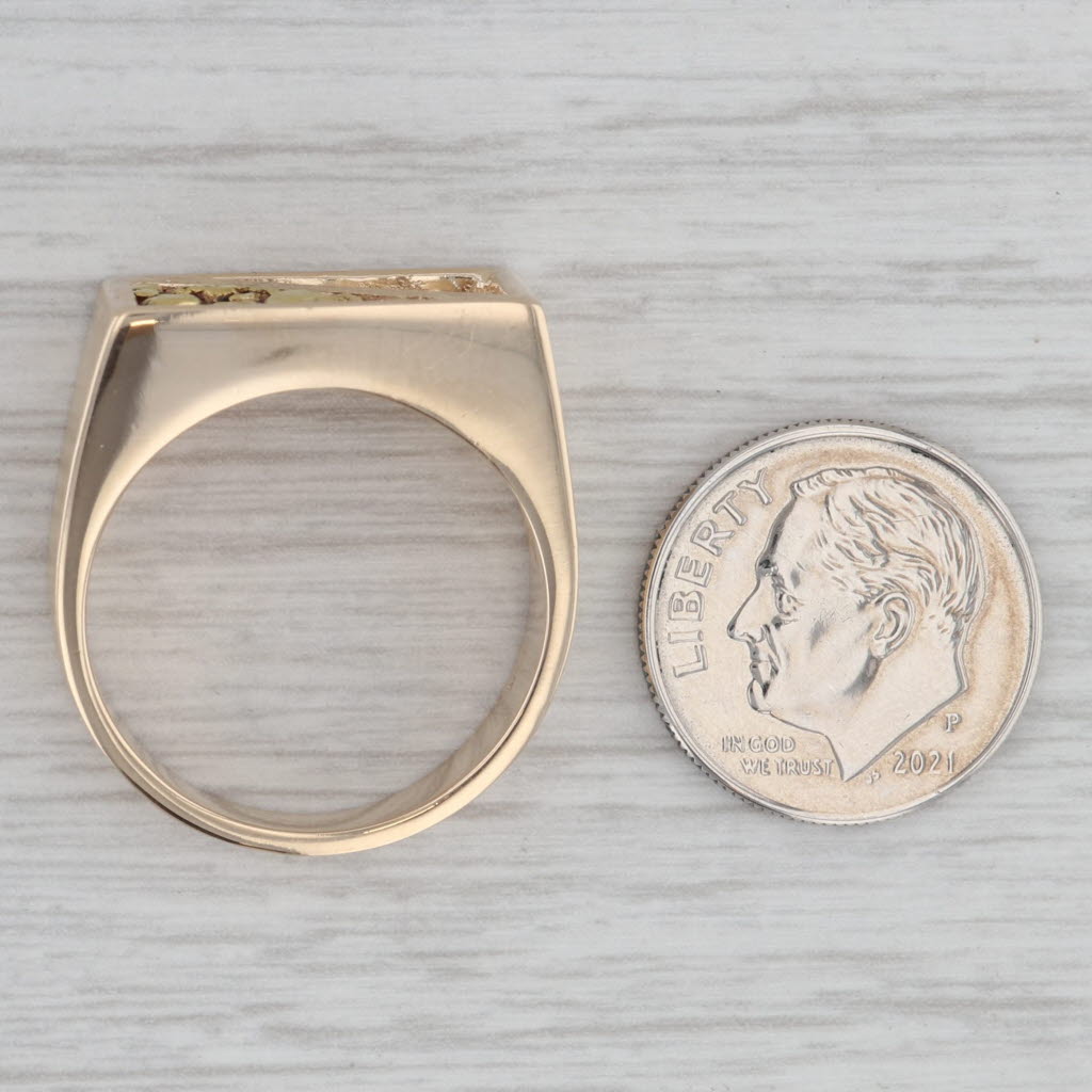 Gray Men's Diamond Solitaire Nugget Ring 14k 18k Yellow Gold Size 10