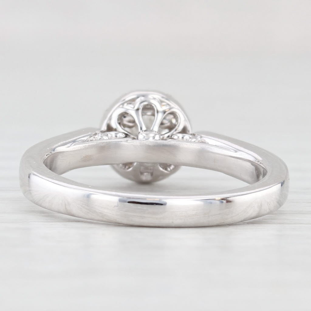 Light Gray Leo 0.81ctw Diamond Halo Engagement Ring 14k White Gold Size 7.25 GSI COA
