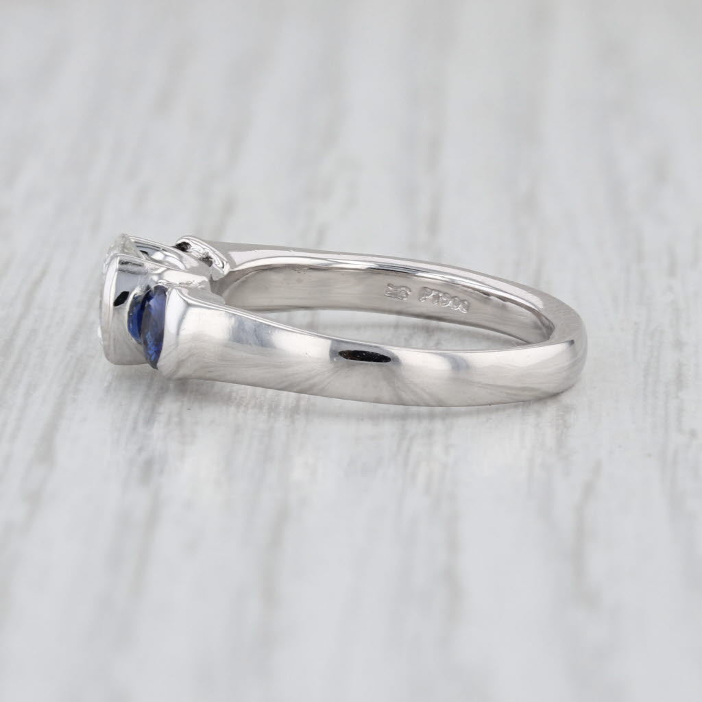 IGI 1.75ctw 3-Stone Lab Grown Diamond Blue Sapphire Engagement Ring 900 Platinum