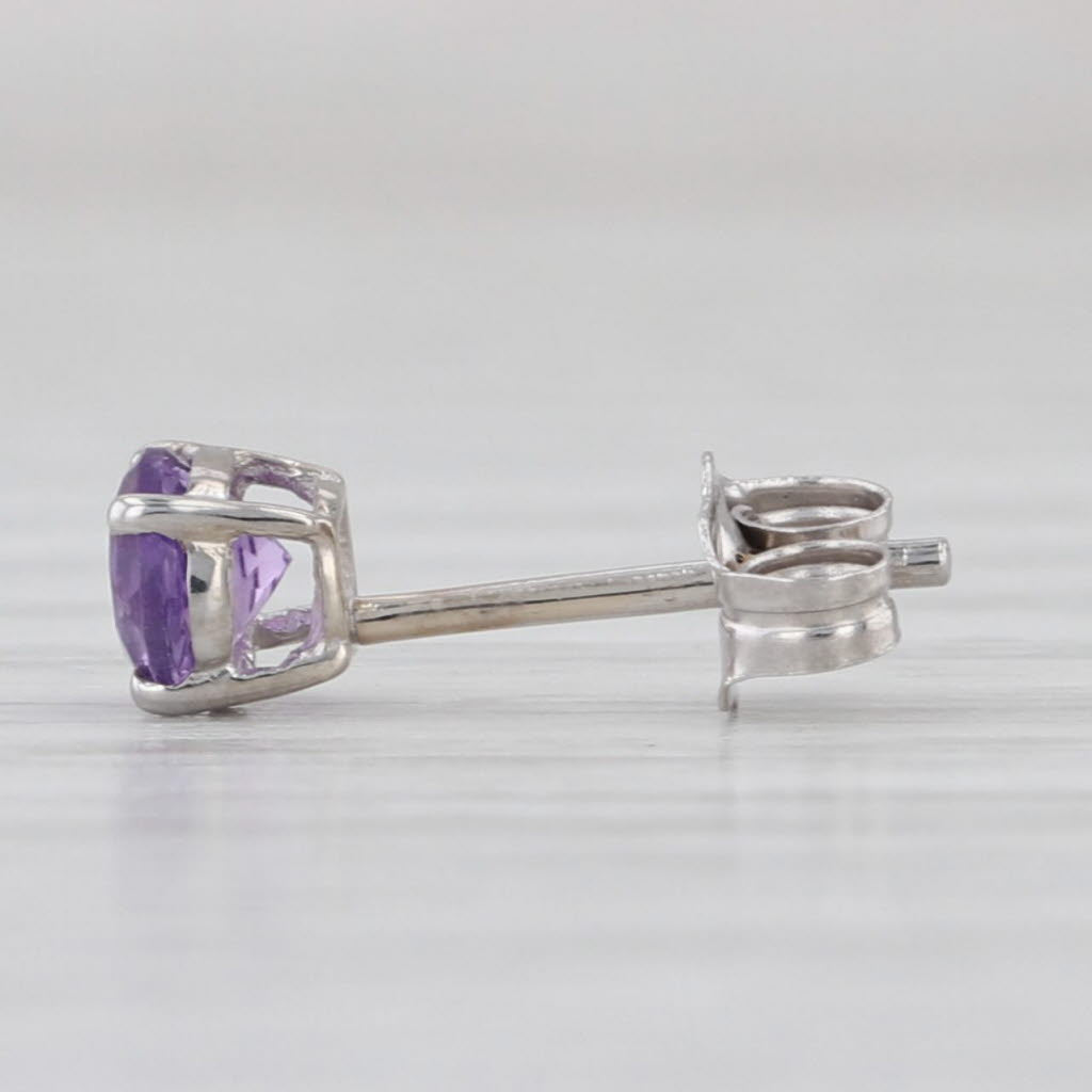 Single 0.22ct Amethyst Stud Earring 14k White Gold Round Solitaire