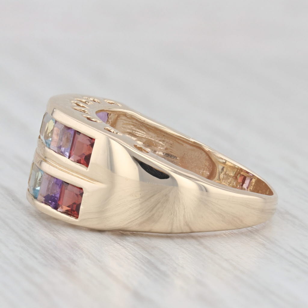 Light Gray 2.48ctw Rainbow Gemstone Ring 10k Gold Garnet Amethyst Topaz Citrine Peridot