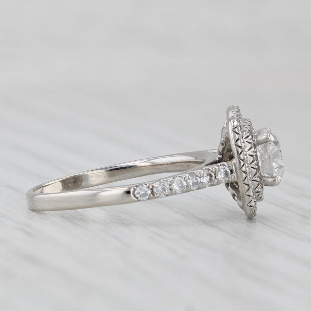 Light Gray 1.06ctw Round Diamond Halo Engagement Ring 14k White Gold Size 5.75