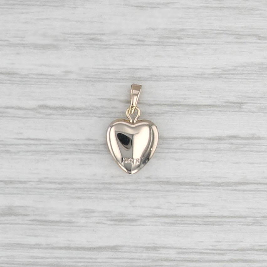 Small Heart Picture Locket Pendant 14k Yellow Gold Opens