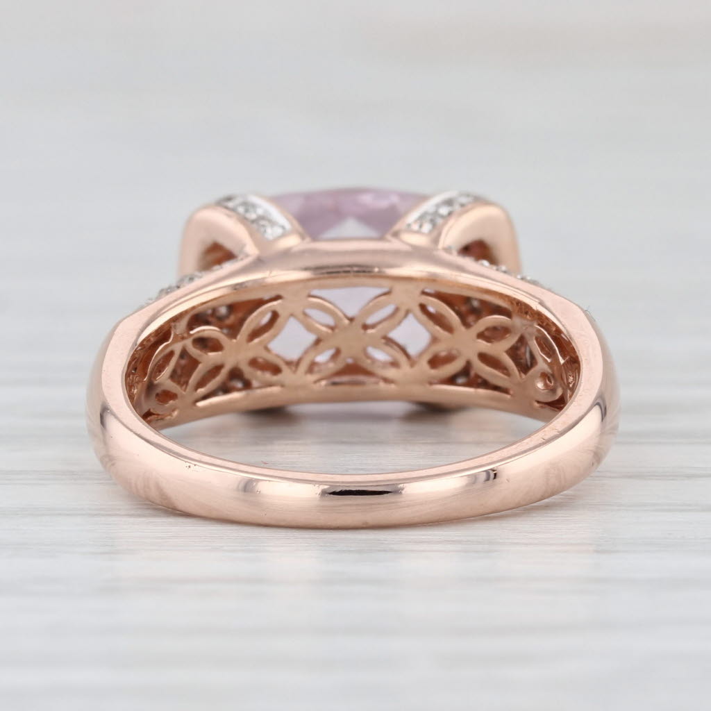 3.32ctw Pink Kunzite Diamond Ring 14k Rose Gold Size 7