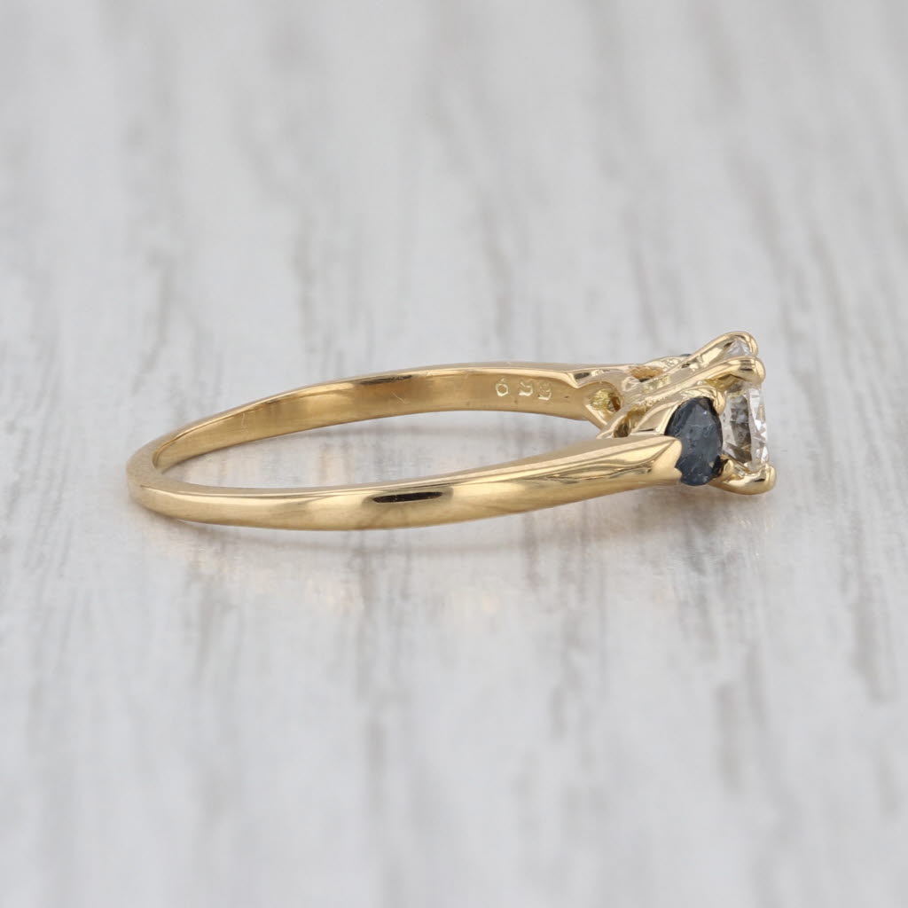 1.04ctw Diamond Blue Sapphire Engagement Ring 18k Yellow Gold Size 6.5