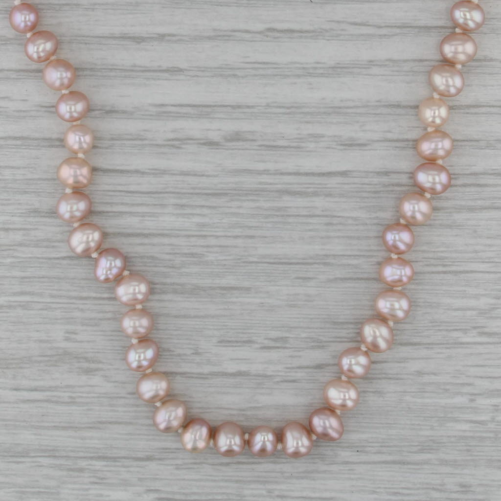 Pink Cultured Pearl Bead Single Strand Necklace 14k Gold 17.75"