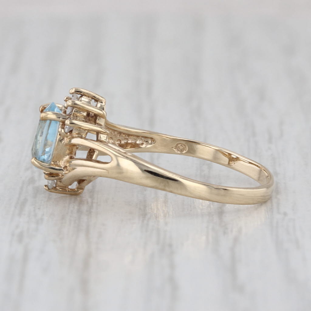 1.03ctw Blue Topaz Diamond Ring 10k Yellow Gold Size 7