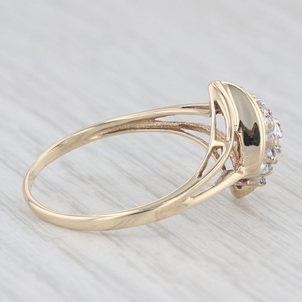 Light Gray 0.20ctw Diamond Cluster Bypass Ring 10k Yellow Gold Size 11.75