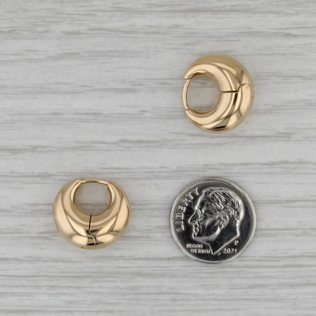 Roberto Coin Hoop Huggy Earrings w/ Box 18k Gold Hinged Snap Top Round Hoops