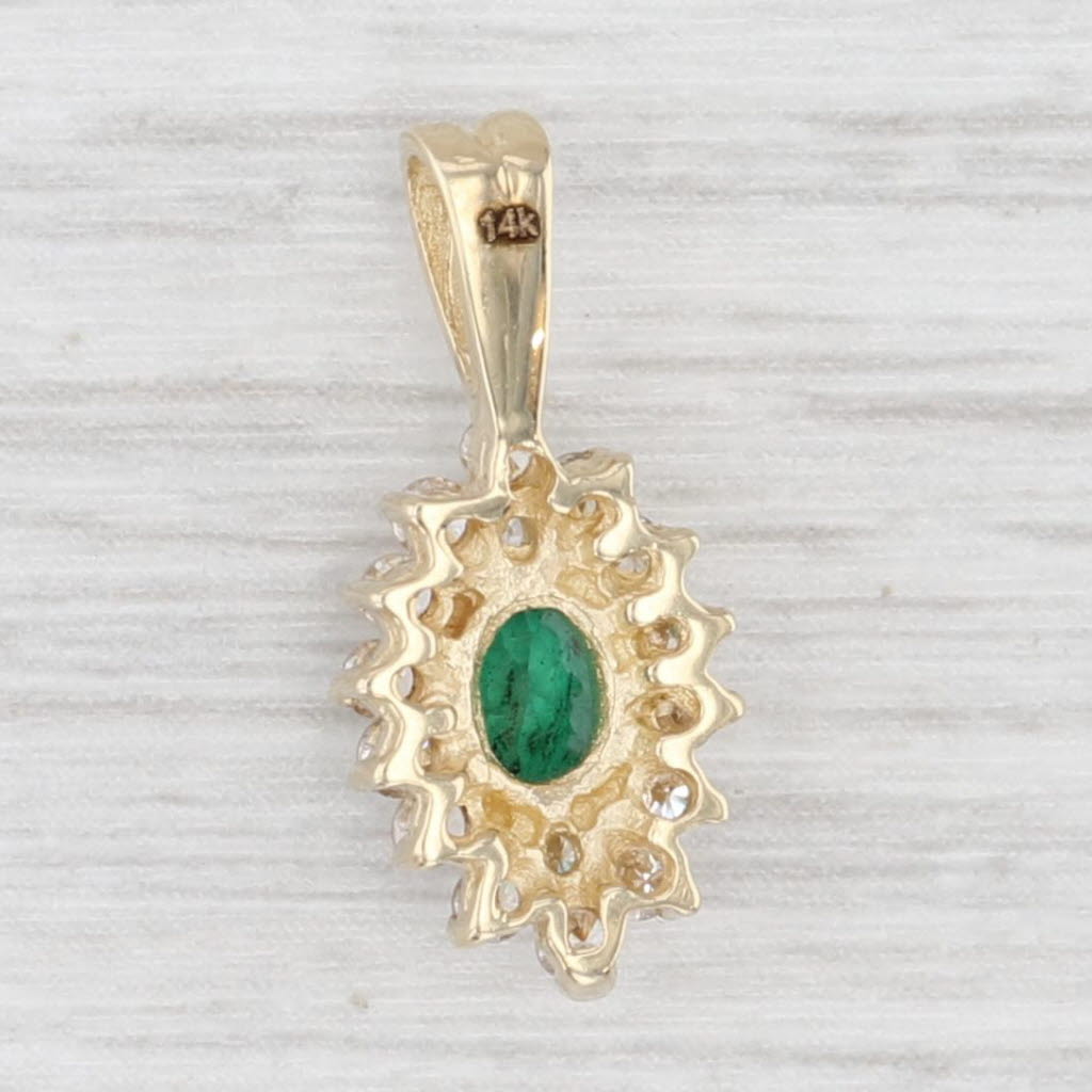 Light Gray 0.65ctw Emerald Diamond Halo Pendant 14k Yellow Gold