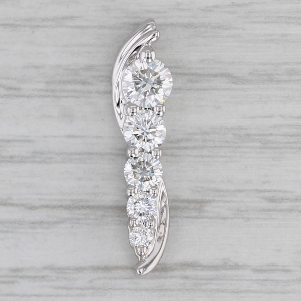 Gray 1ctw Graduated Diamond Journey Pendant 14k White Gold