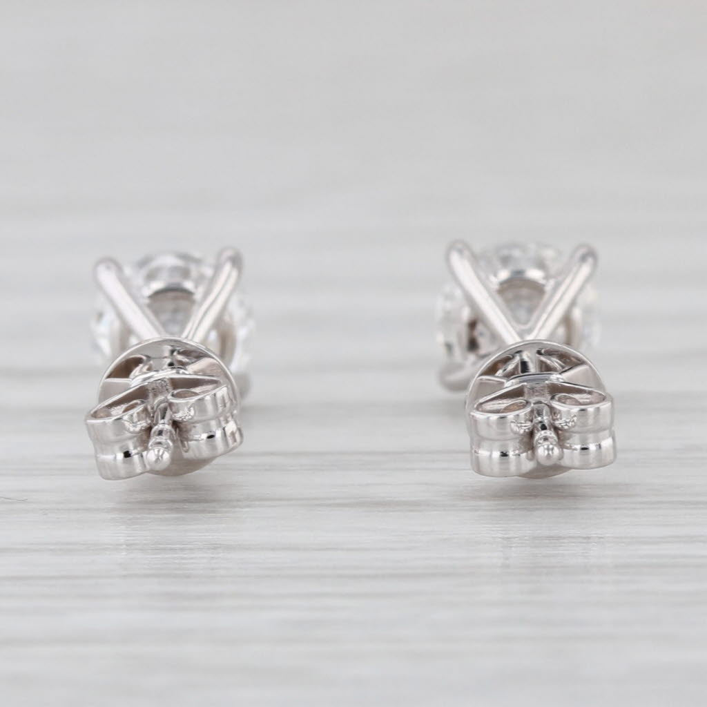 New 1.14ctw Round Lab Grown Diamond Stud Earrings 14k White Gold Studs