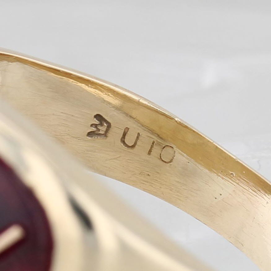 Light Gray Masonic Signet Ring 10k Gold Lab Created Ruby Blue Lodge Vintage Square Compass