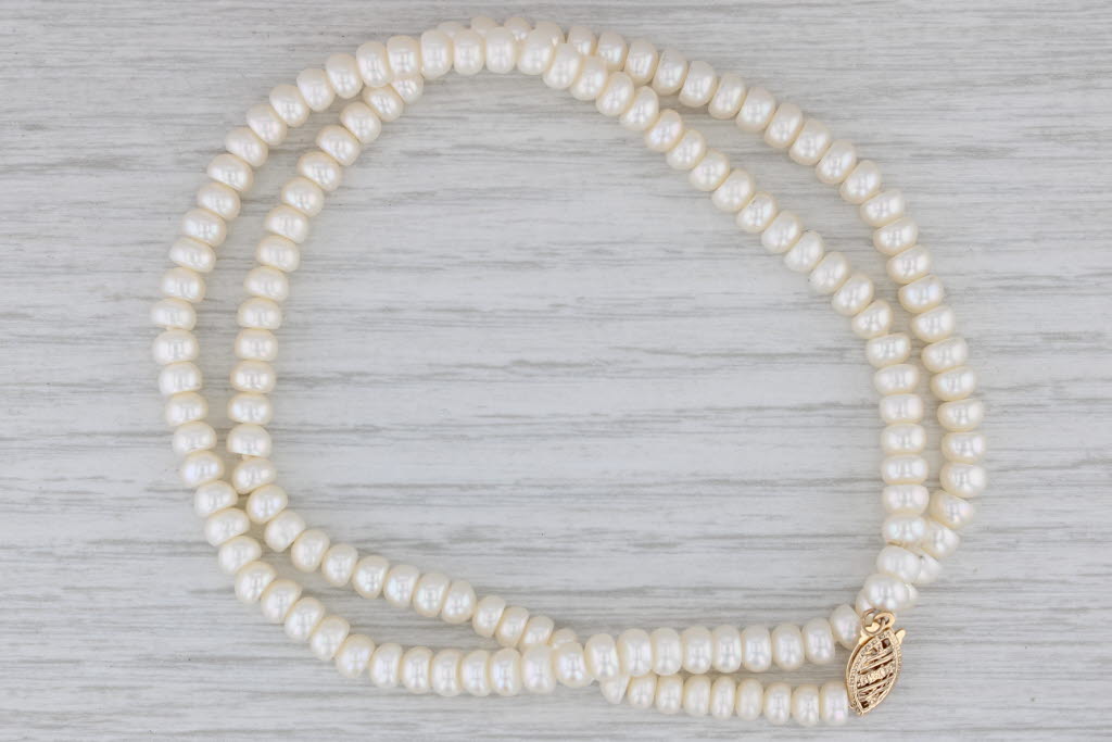 Gray Single Cultured Pearl Strand Necklace 14k Yellow Gold 18" 5mm