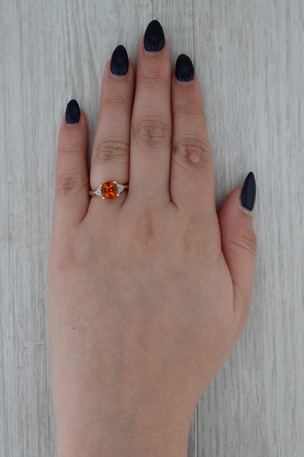 1.57ctw Cushion Citrine Diamond Ring 10k Yellow Gold Size 6