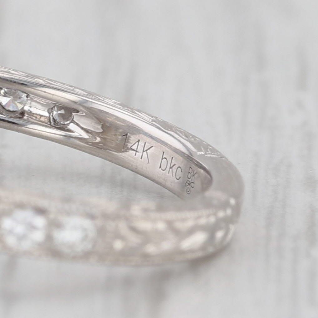 1.58ctw Lab Grown Diamond Halo Wheat Engagement Ring 14k White Gold Sz 6.75 IGI