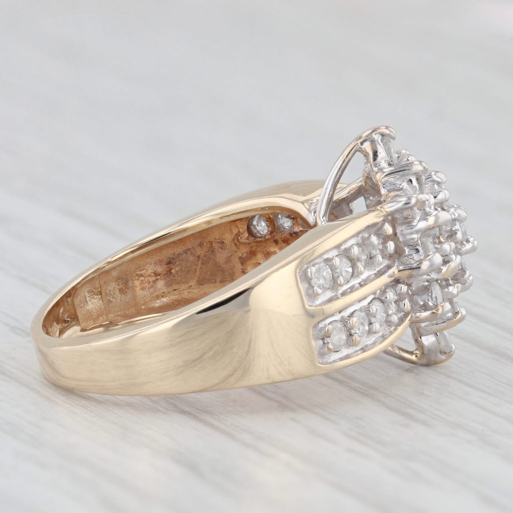 Light Gray 0.75ctw Diamond Cluster Ring 10k Yellow Gold Size 7 Cocktail