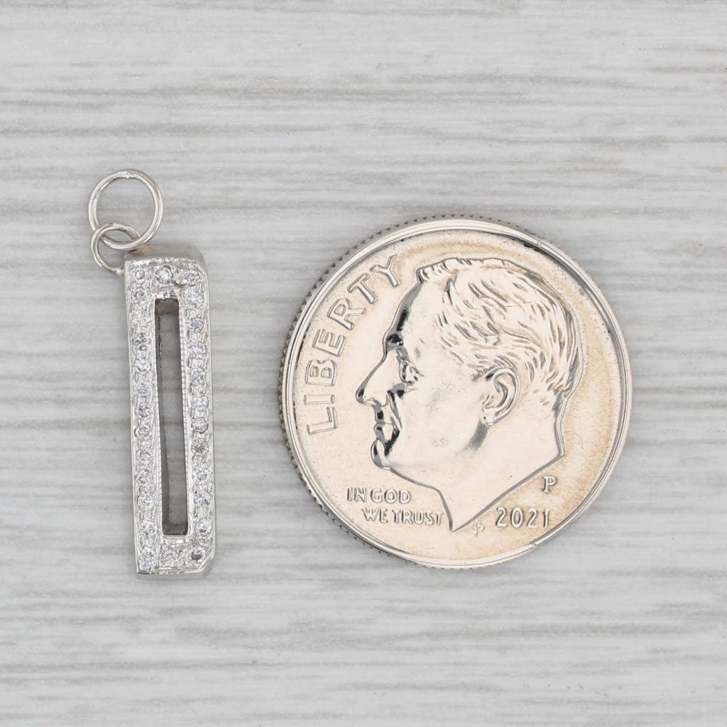 Gray 0.12ctw Diamond Letter Initial D Charm 14k White Gold Pendant