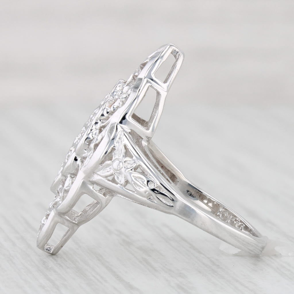 Light Gray Diamond Cluster Openwork Ring 10k White Gold Size 6.5 Cocktail