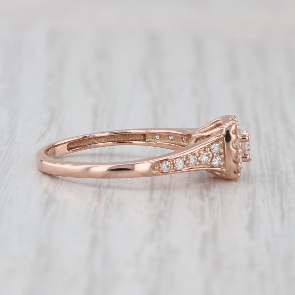 0.34ctw Diamond Halo Engagement Ring 14k Rose Gold Size 7 Keepsake