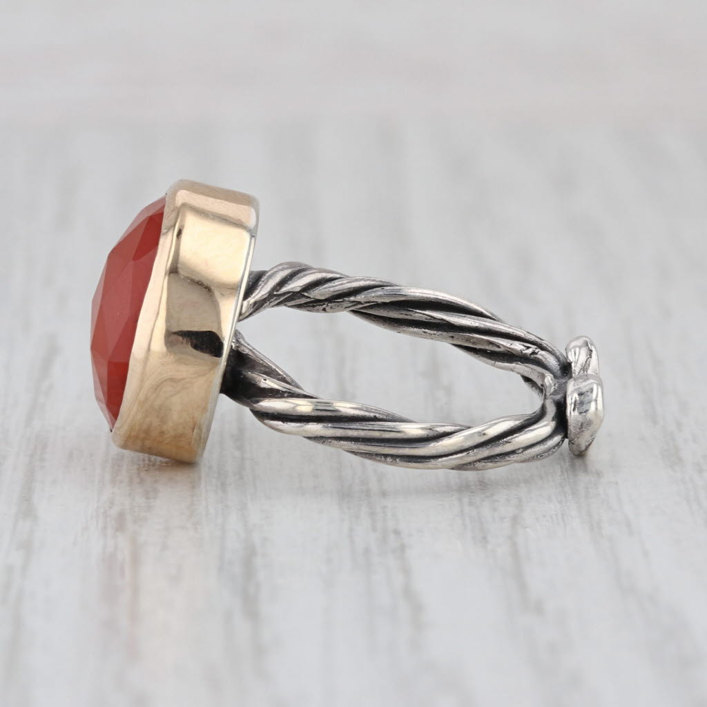 Jes Maharry Always Grateful Orange Carnelian Ring Sterling Silver 14k Gold