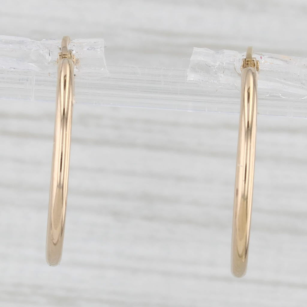 Light Gray Round Hoop Earrings 14k Yellow Gold Snap Top Posts 20.8mm Hoops
