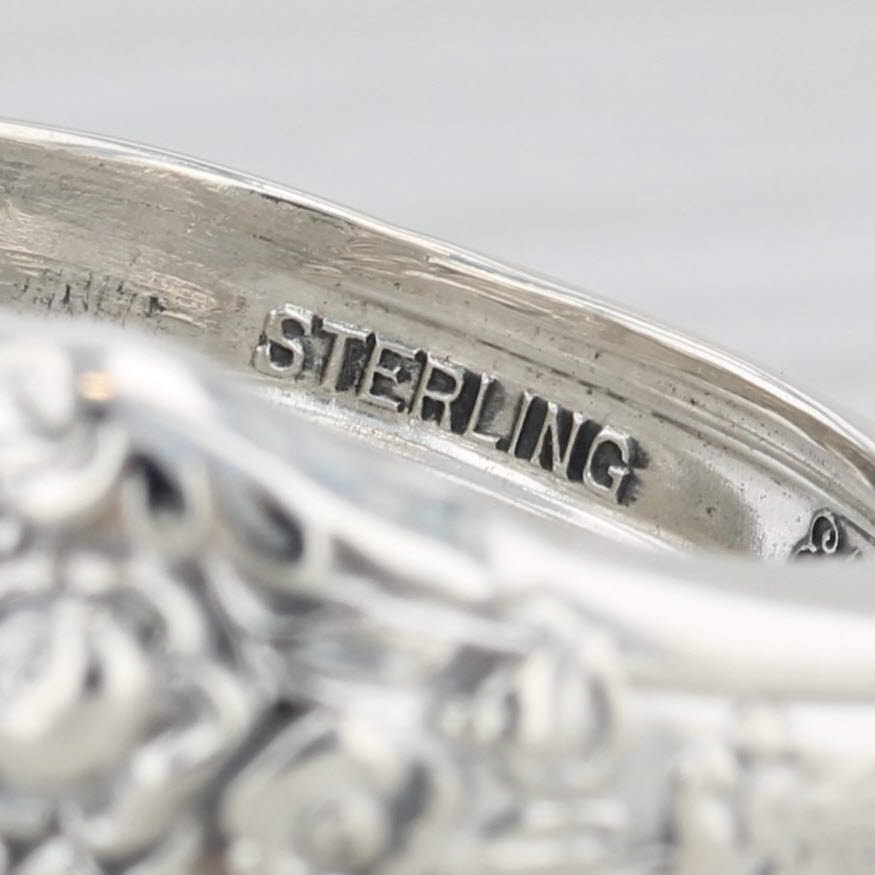 Light Gray Eloquence Flower Pattern Spoon Ring Sterling Silver Size 6.25
