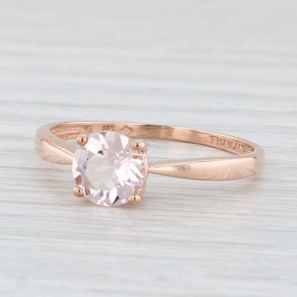 Light Gray 0.74ct Round Pink Morganite Solitaire Ring 10k Rose Gold Size 8